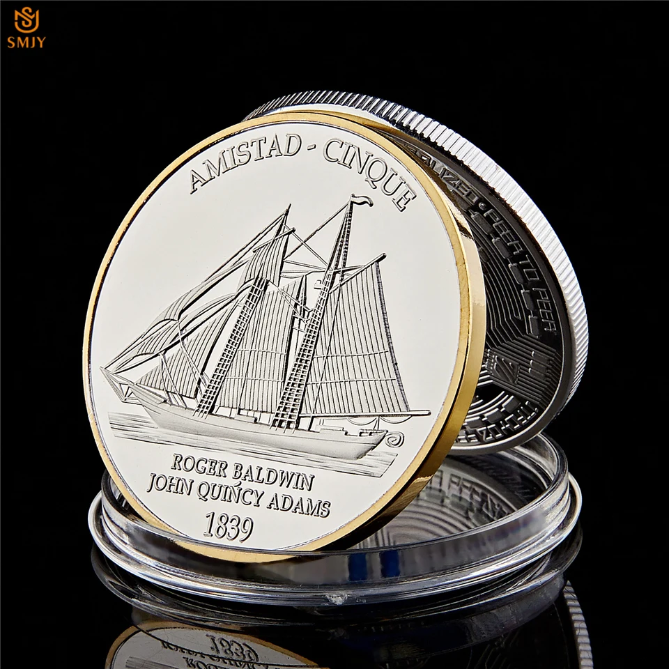 

1839 USA Amistad Cinque Civil War Ship Anniversary US Challenge Coin Value Collectibles Crafts&Souvenir Badges Gifts