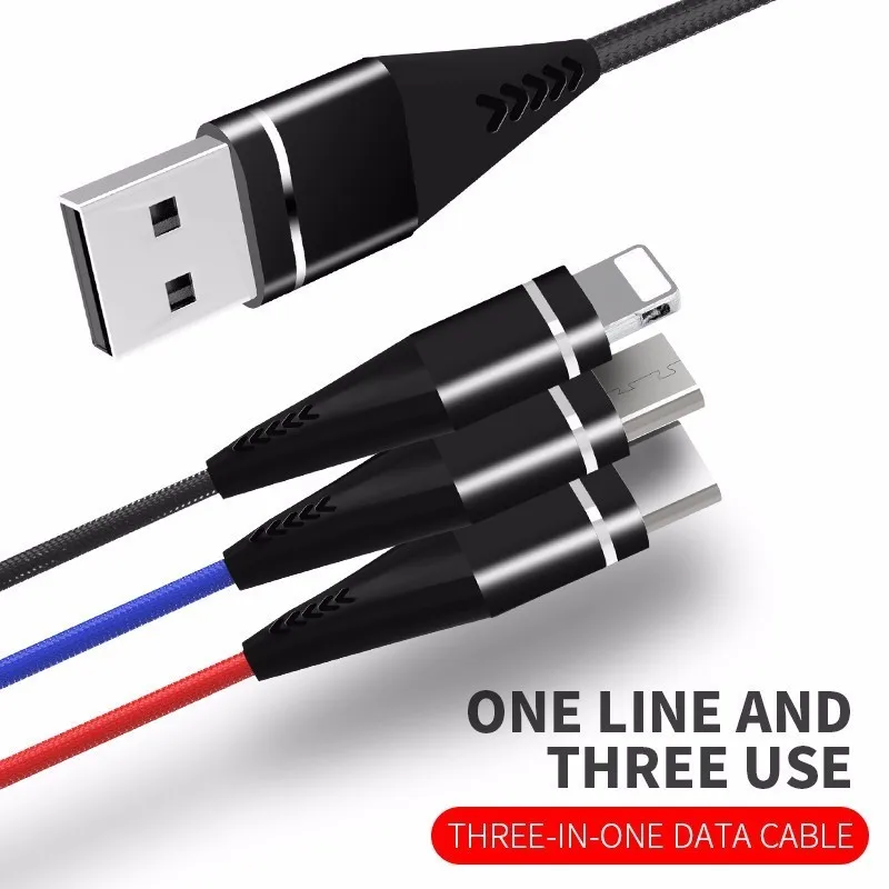 3 в 1 Кабели для мобильных телефонов Iphone 6 7 XS Samsung Micro USB Type C зарядное устройство Xiaomi