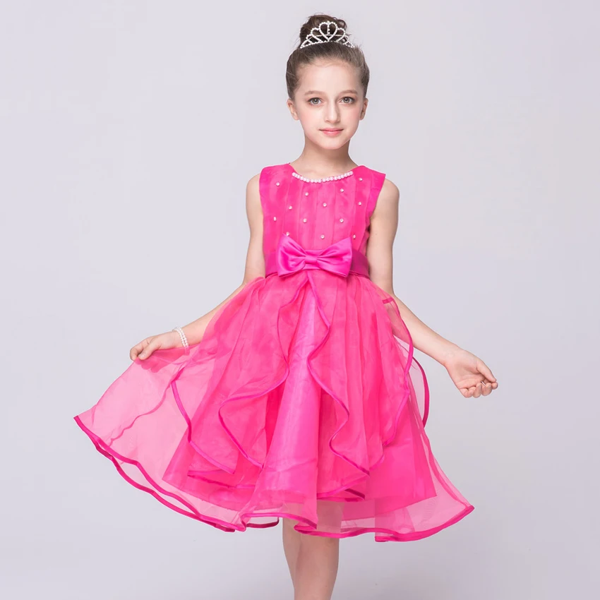 Beading Sleeveless Dresses for Girls Wedding Birthday Party Ruffles Evening Girl Costume Princess Dress | Детская одежда и обувь