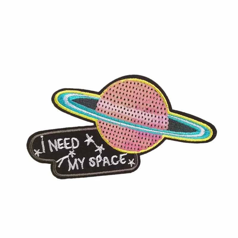 PGY 1pcs/Sequins planet Patch T-Shirt Adhesive Applique Embroidery DIY Clothing Accessory Backpack Patches Free Delivery | Дом и сад