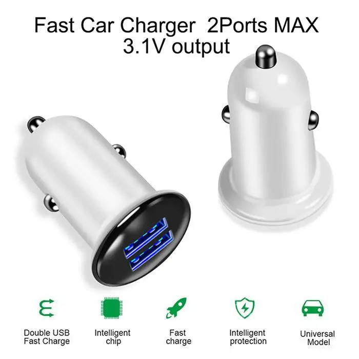 5 V 3A Mini Dual 2 порта USB Автомобильное зарядное устройство адаптер для белого черного