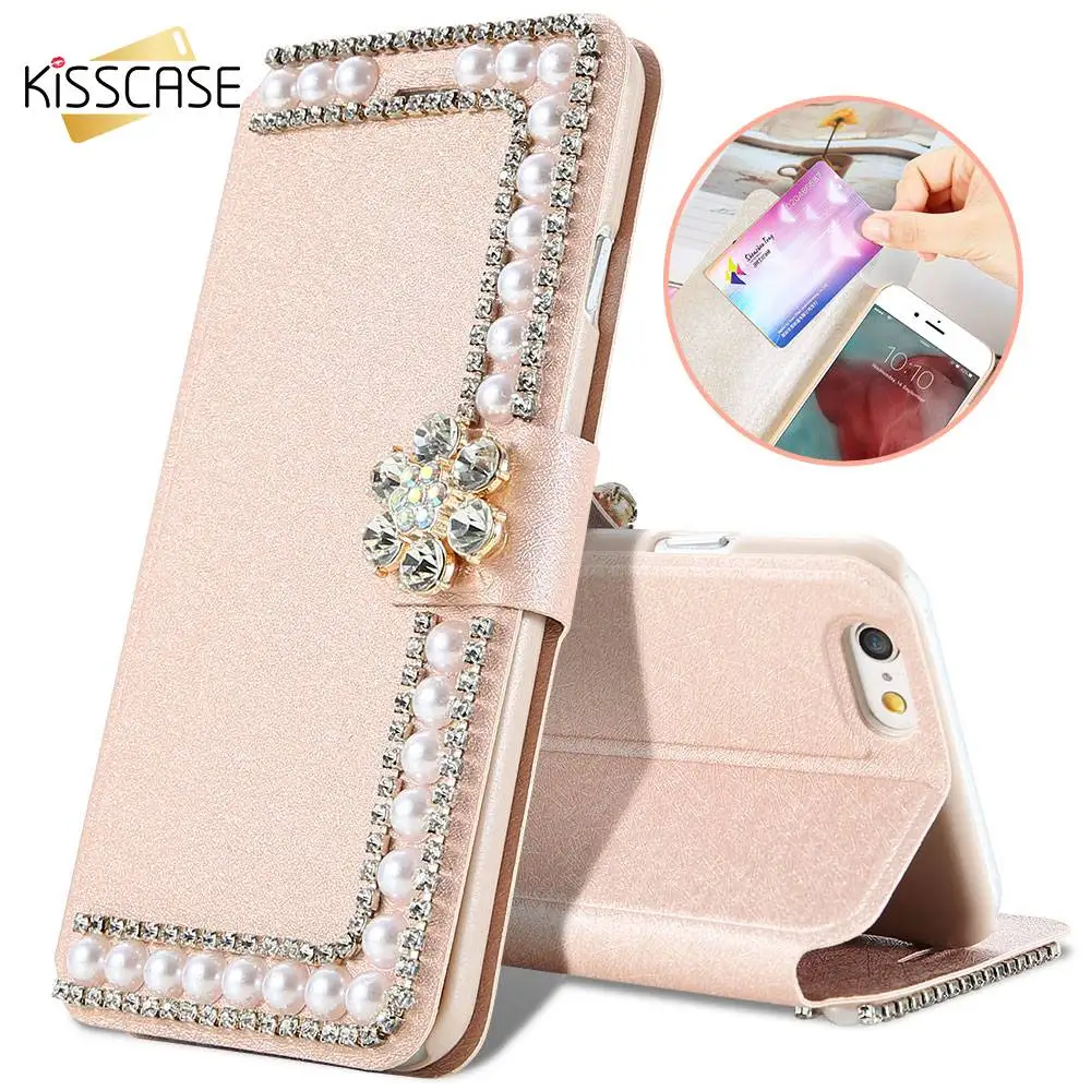 Чехол kisscase для iPhone 6 S 7 Plus откидная кожаная задняя крышка телефона Samsung Galaxy S6 S7 Edge S4