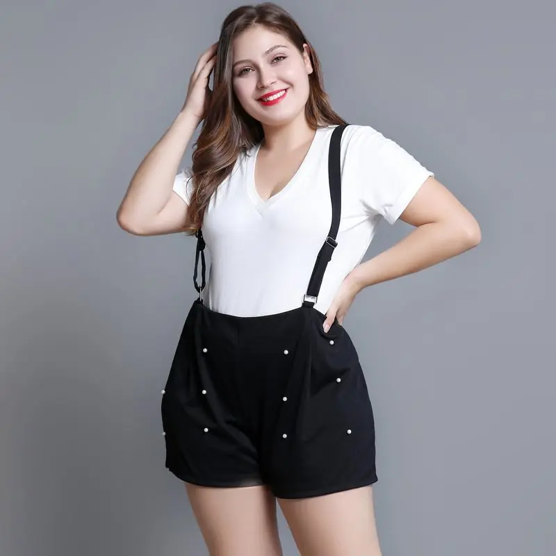 Plusee плюс размеры для женщин Playsuit комбинезон летние шорты на подтяжках