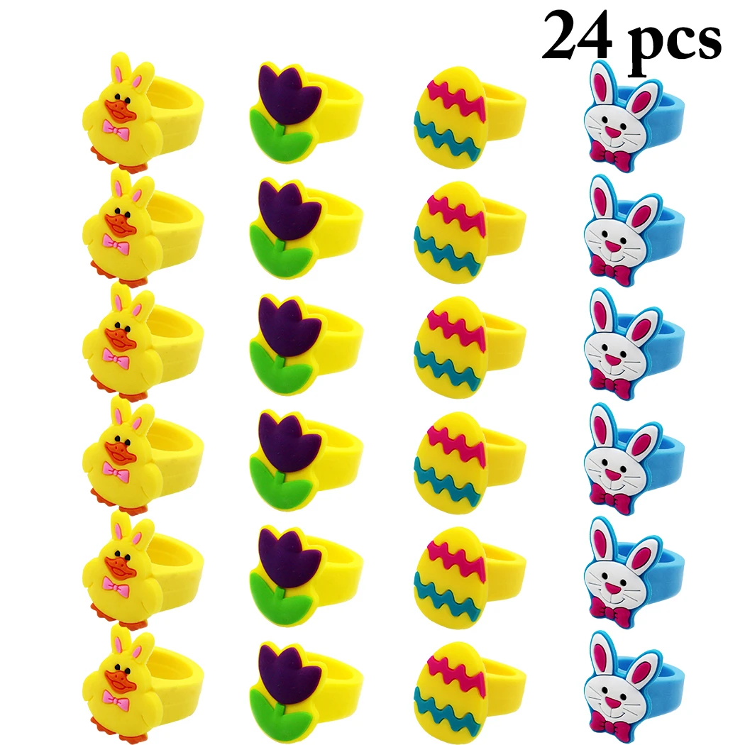 24 шт детское кольцо с милым мультяшным декором Ювелирное милое пластиковое для
