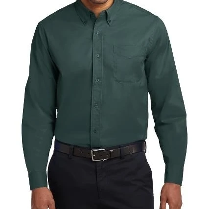 Port Authority S608 Mens Long Sleeve Easy Care Shirt Dark Green &amp Navy - 4XL |