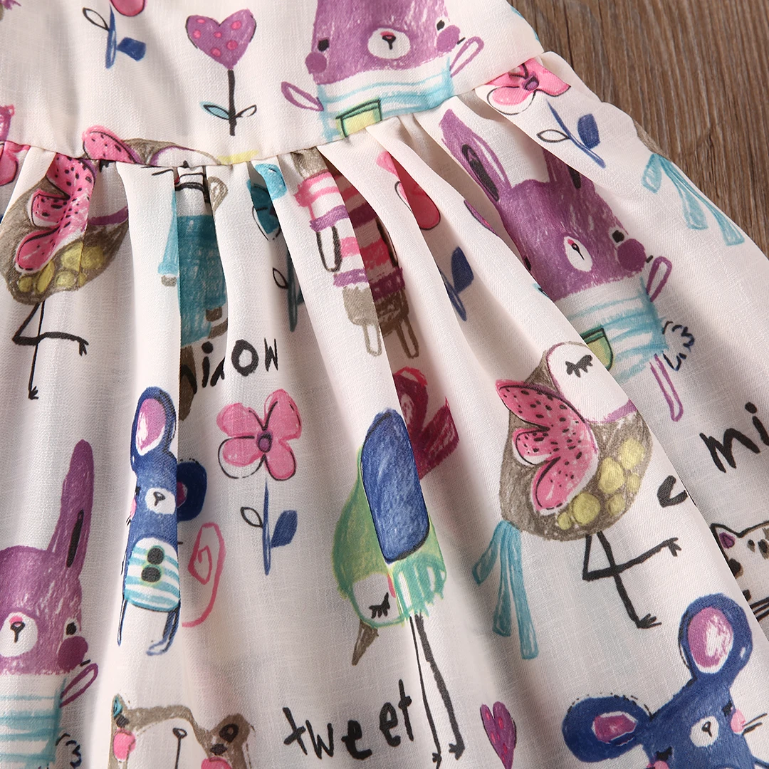 Summer Toddler Kids Girls Dress Sleeveless Cartoon Graffiti Print Strap Dresses Sundress Clothes | Детская одежда и обувь