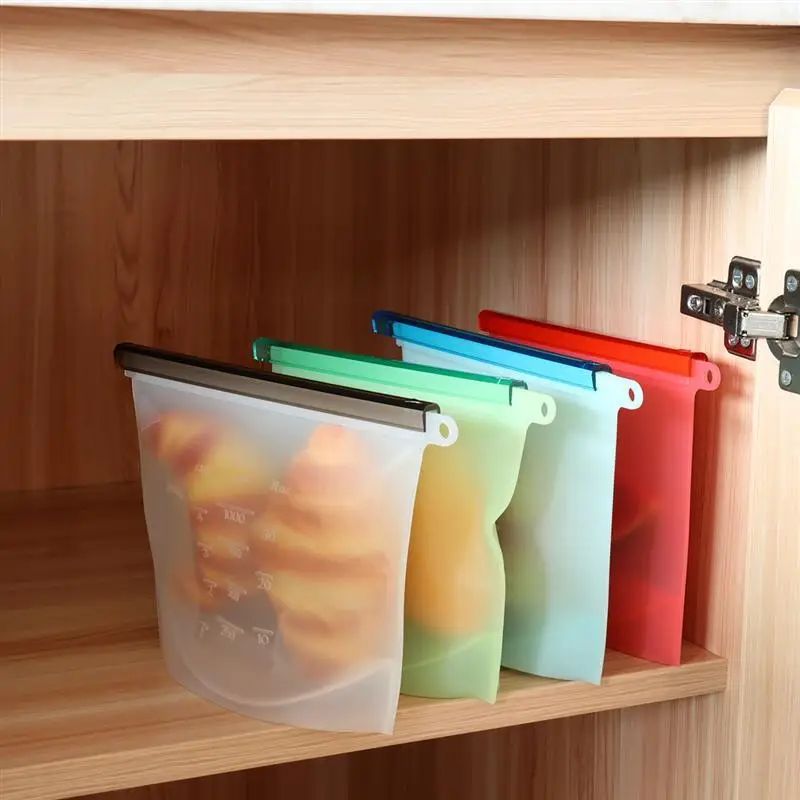 4 шт многоразовые силиконовые пакеты для хранения пищевых продуктов герметичное