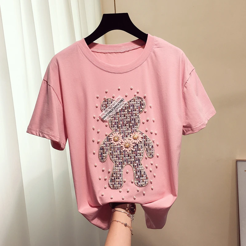 Женская трикотажная футболка Kawaii Camisas Mujer с коротким рукавом и круглым вырезом