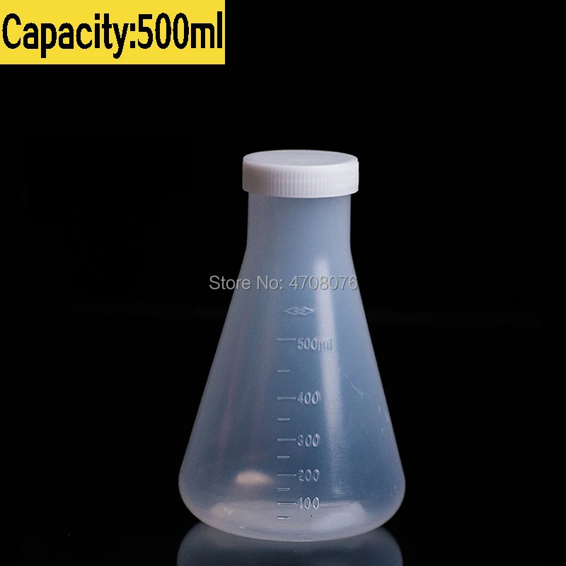 Полипропиленовая коническая колба Erlenmeyer со шкалой треугольная мерная с крышкой