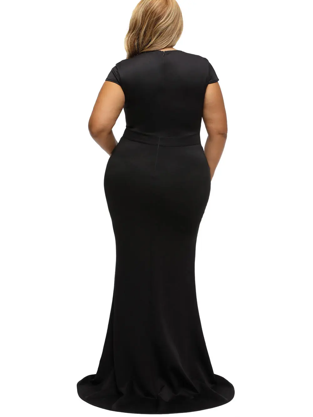 Wipalo Women Rhinestone Embellished Cap Sleeve Plus Size Maxi Dress Formal Party Elegant Trumpet Mermaid Vestidos | Женская одежда