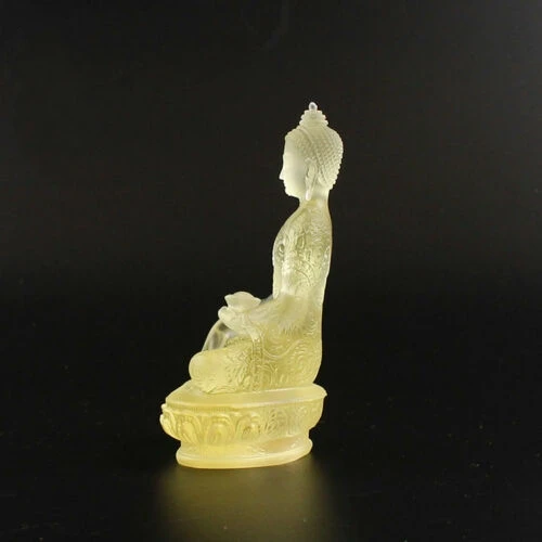 

Tibetan Buddhism Hand Made Liuli Colored Glaze Statue Shakyamuni Yellow