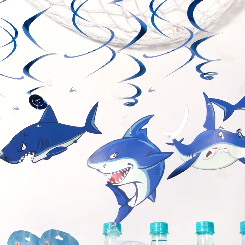 Упаковка из 30 чапп Акулья тема Подвесные Украшения для празднования дня рождения