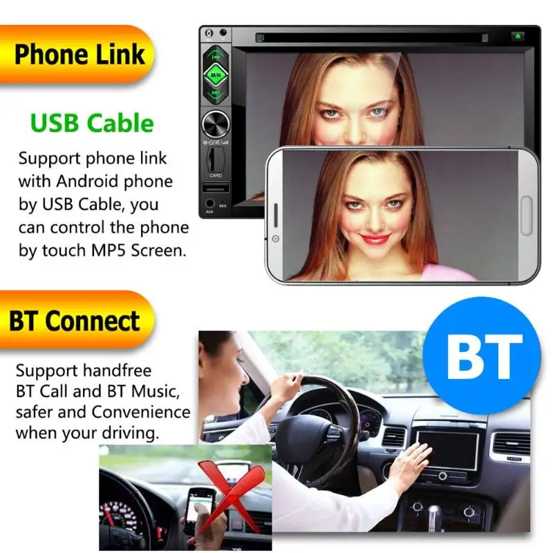 Пластиковый 12V 6620B 2 DIN 6 дюйма Сенсорный автомобильный dvd-плеер FM Радио Bluetooth MP4/MP5