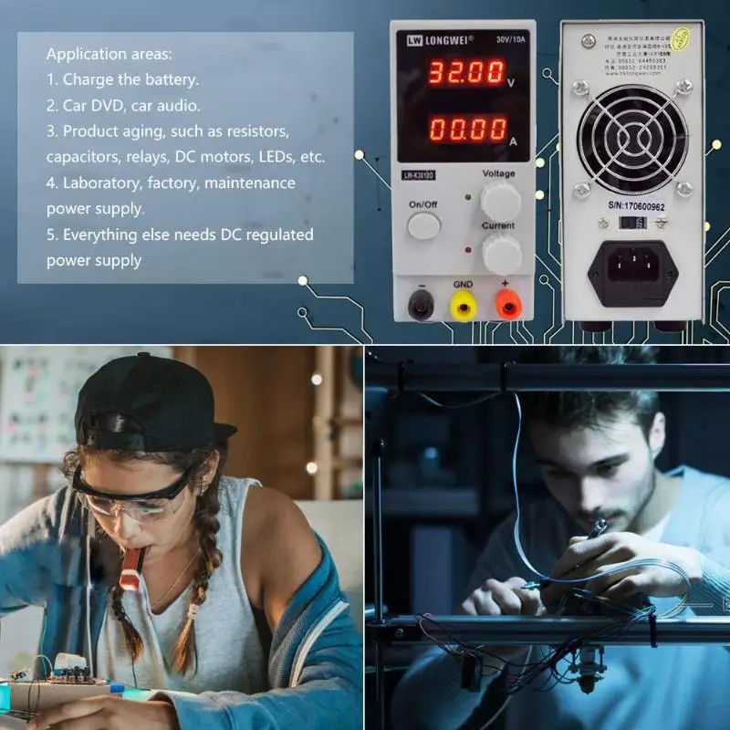 Мини Регулируемый Цифровой DC источника питания 30В 10A лаборатории 3/4 bit