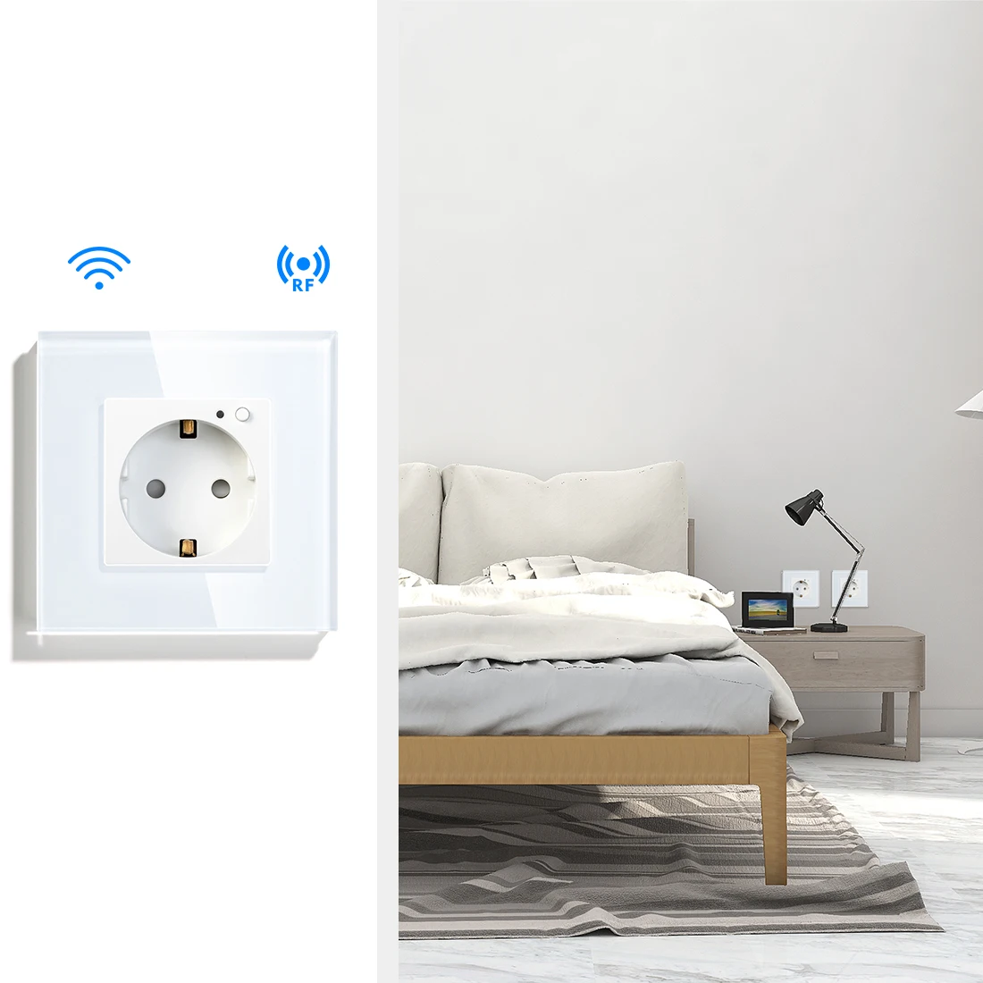 Настенная розетка Schuko умная wifi с пультом дистанционного управления белый черный