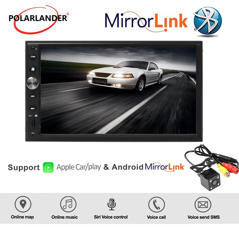 7 'ƈ DIN Автомобильный Радио стерео для Apple Carplay и Android MP5 GPS Navi авторадио зеркало
