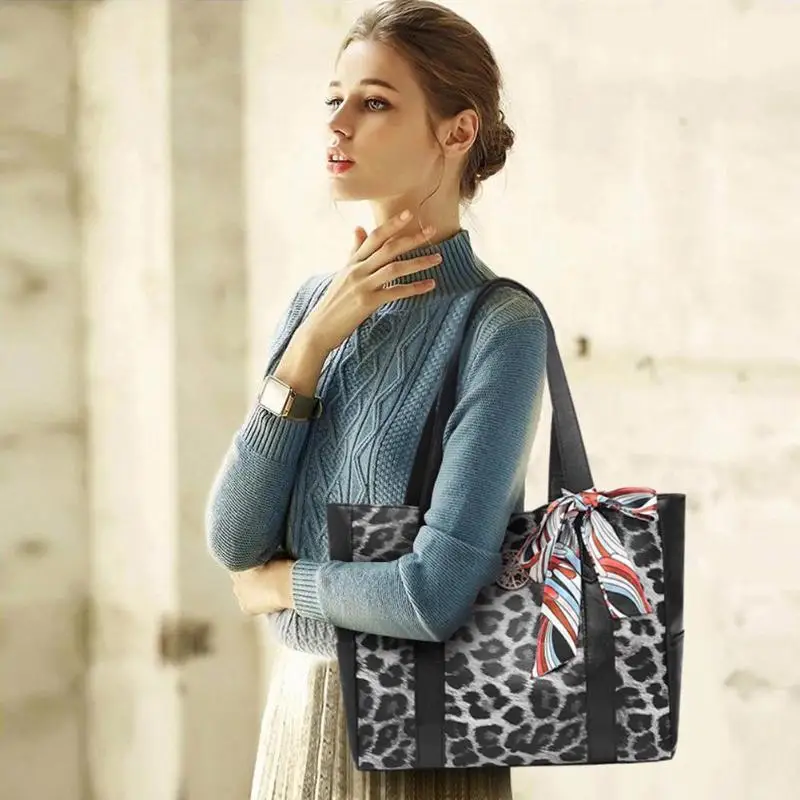 Large Leopard Print Totes Women Handbags Leather Shoulder Messenger Bags High Quality Casual Female Crossbody Bag | Багаж и сумки