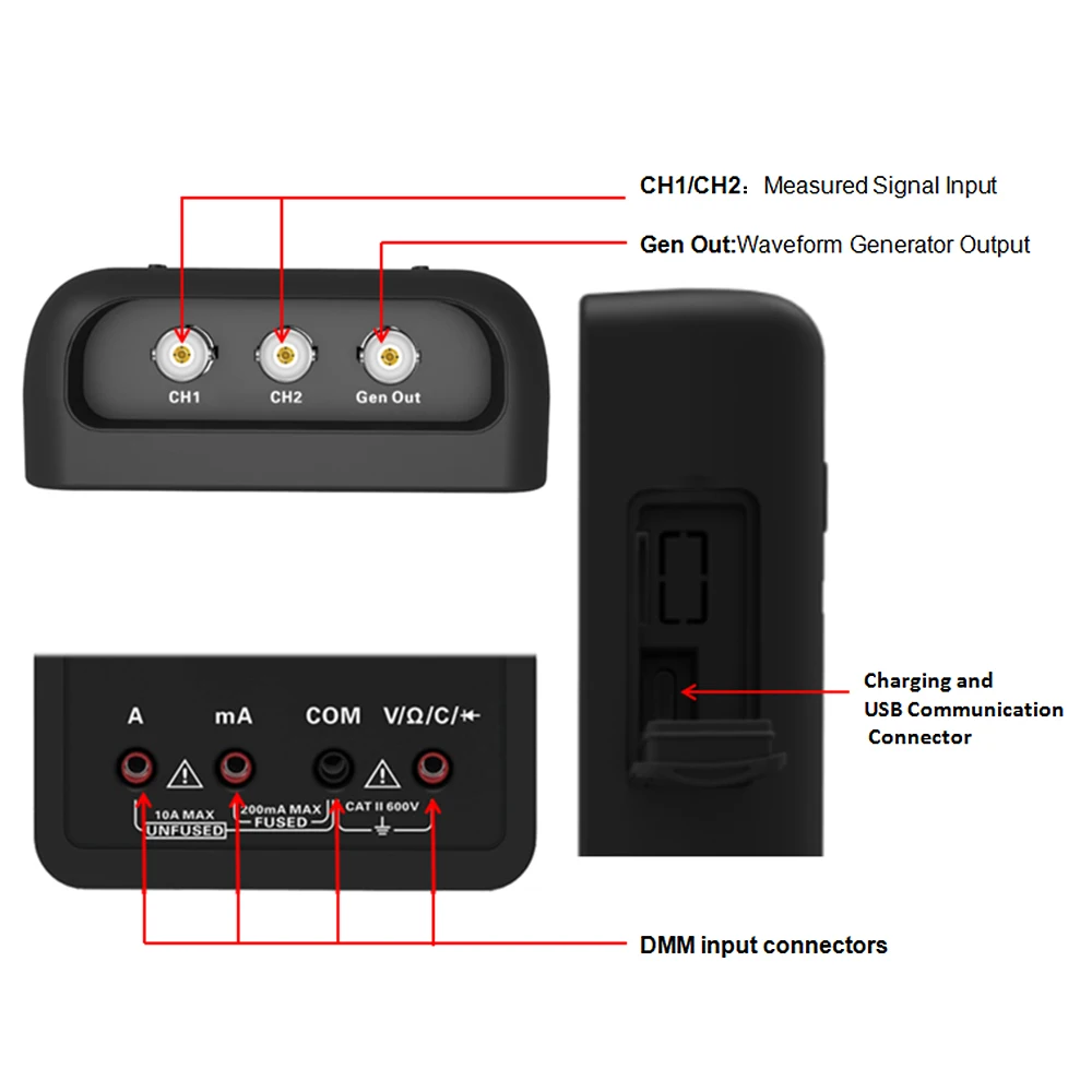 Цифровой осциллограф Hantek 3 в 1 портативный USB мультиметр с 2 мя каналами + генератор