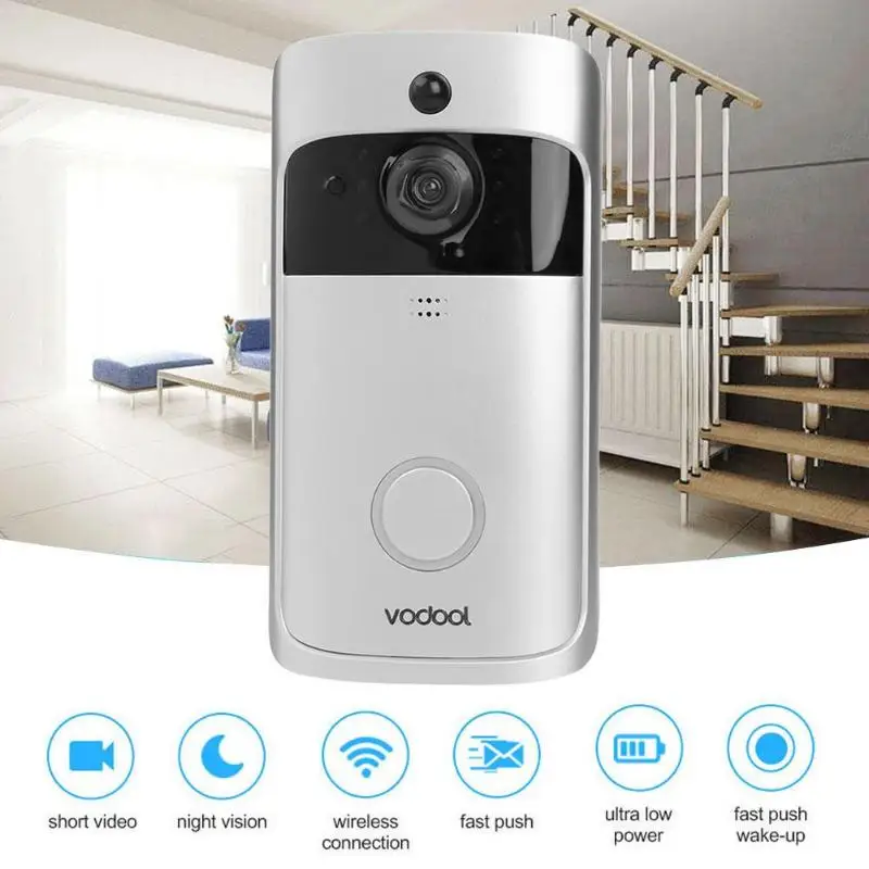 Vodool V5 Смарт Wi Fi видеокамера на дверной звонок 720 p визуальный вызова домофонный