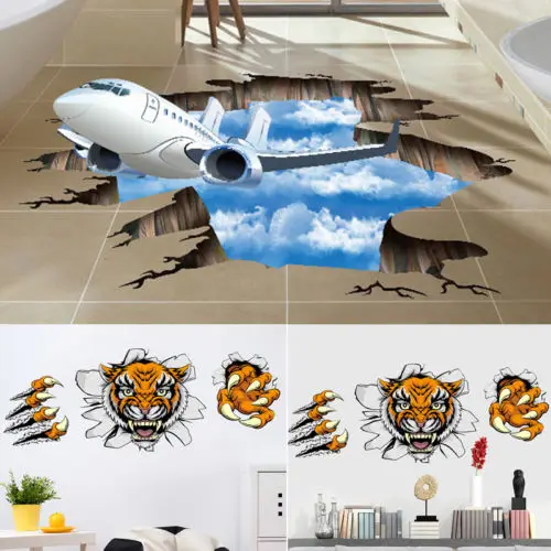 3D разбитое небо пол съемные художественные виниловые наклейки на стену Наклейка