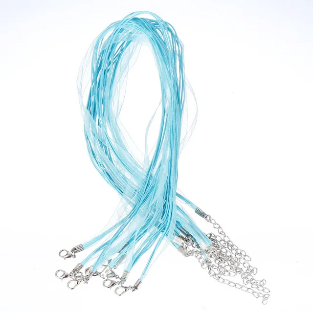 

LNRRABC Satin Cord Rope 10Pcs Handmade Adjustable DIY Organza Ribbon+Waxing Jewelry Finding High Quality Colorful For Necklace