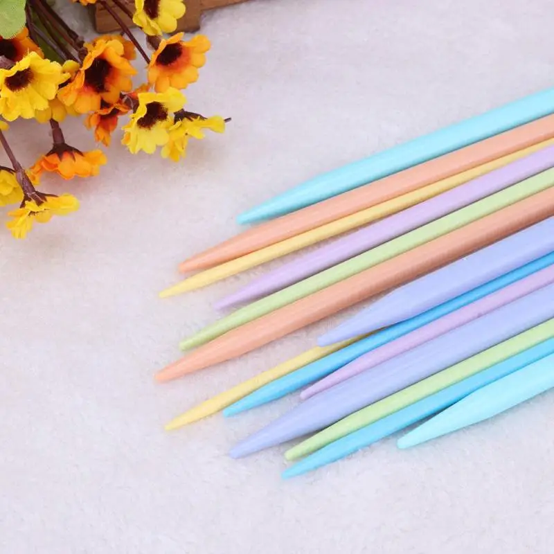 Шт. 14 шт. пластиковые спицы вязаный крючком Крючки двойной заостренный свитер