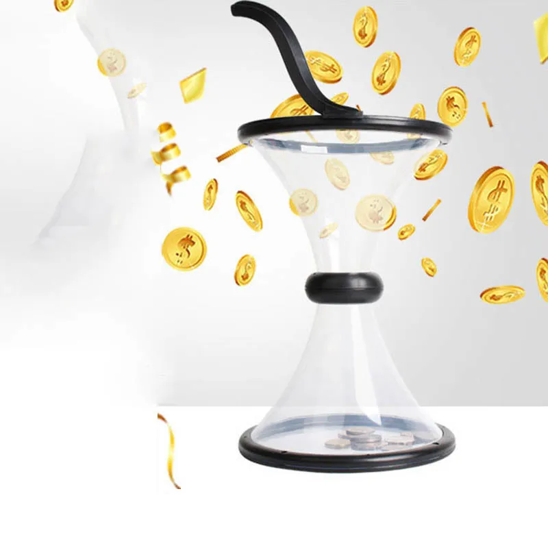 New Gravity Rotating Cyclone Piggy Bank Decompression Vortex Funnel Transparent Hard Moneybox Safe Coin Save Box Year Gift | Дом и сад