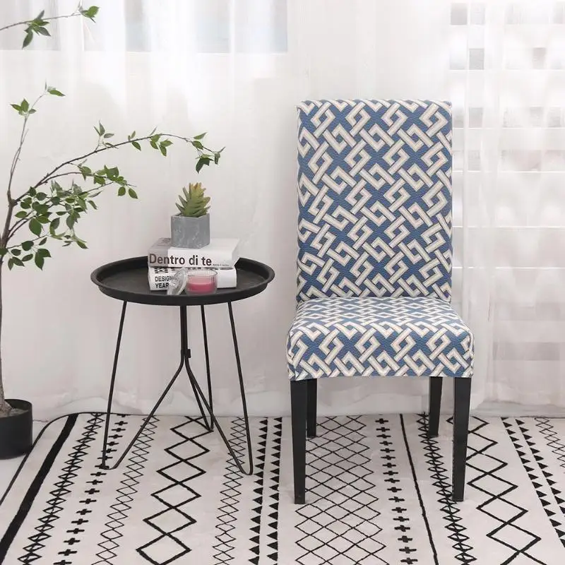 Geometry Print Chair Cover Elastic Thin Stretch Seat Case Slipcover Home Hotel Banquet Decoration Kitchen Suppliers Accessories | Дом и сад
