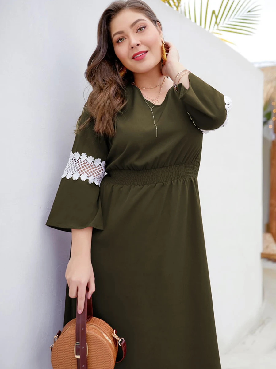 Дамы Повседневное плюс Размеры v-образным вырезом официальный с короткими