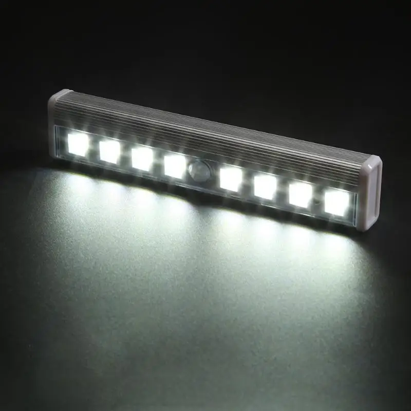 Беспроводной 8 Led PIR датчик движения лампа под шкафом Шкаф Кухонные коридоры