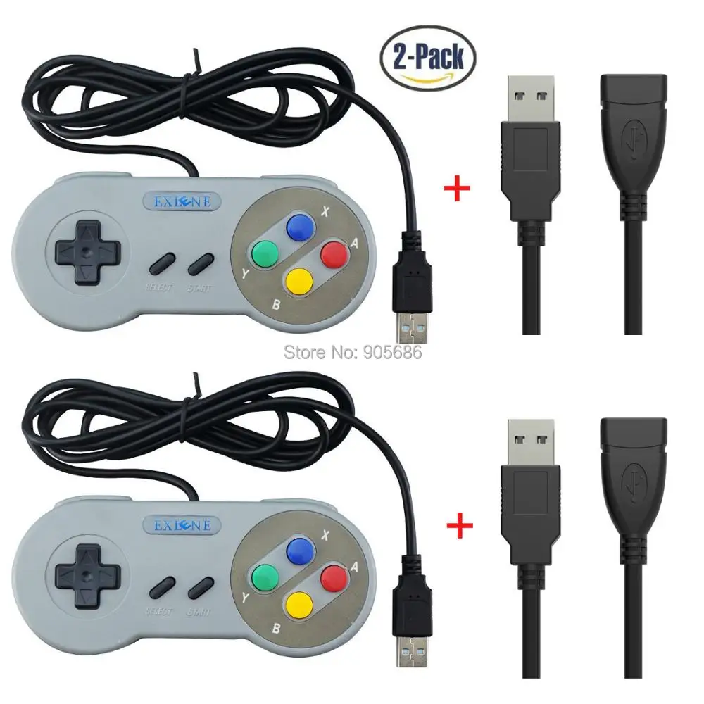 Exlene 2 упаковки USB контроллер SNES джойстик для Windows ПК Raspberry Pi 3 Sega Genesis с