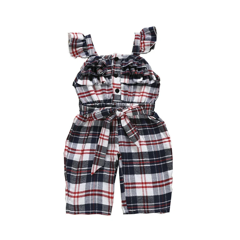 Modis/Одежда для новорожденных и маленьких девочек клетчатый комбинезон Летний без