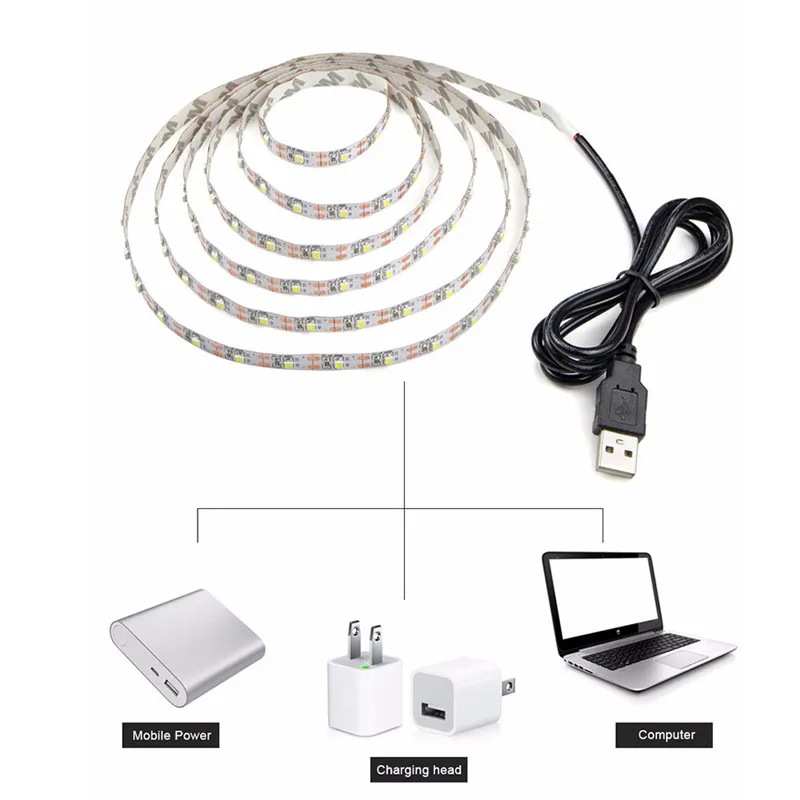 Гибкая светодиодная лента 2835SMD с USB 50 см 1 м 2 300 4 5 водонепроницаемый светодиодный