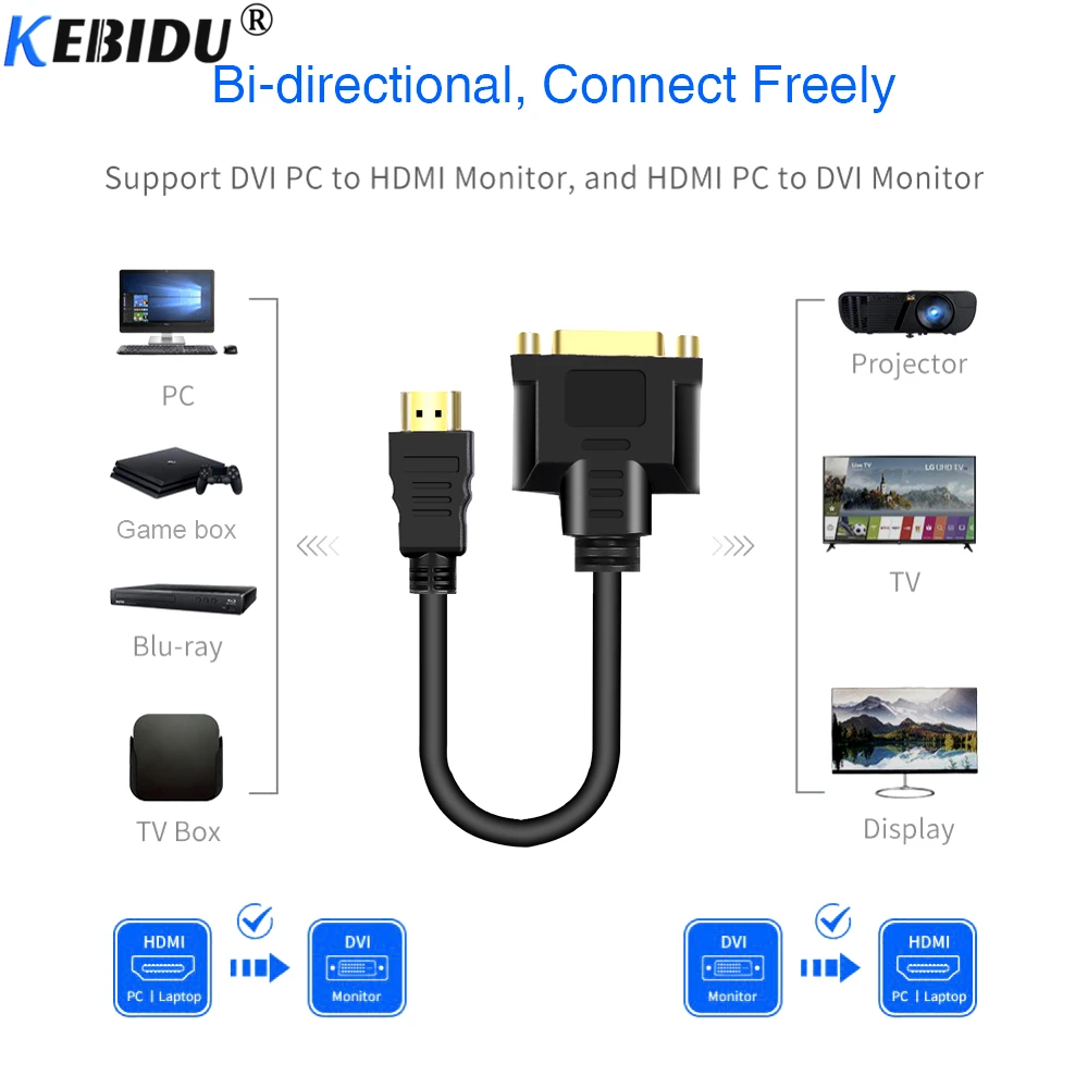 Адаптер HD 1080P HDMI совместимый адаптер штекер DVI 24 + 5 гнездовой конвертер кабель 2