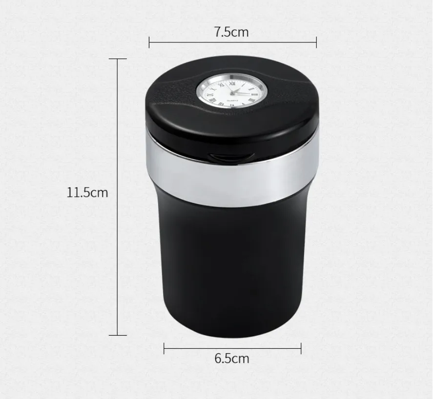 High Quality Car Led Ashtray Holder With Clock For Renault Fluence Duster Megane Kadjar Clio Cigarette Cup Accessories | Автомобили и