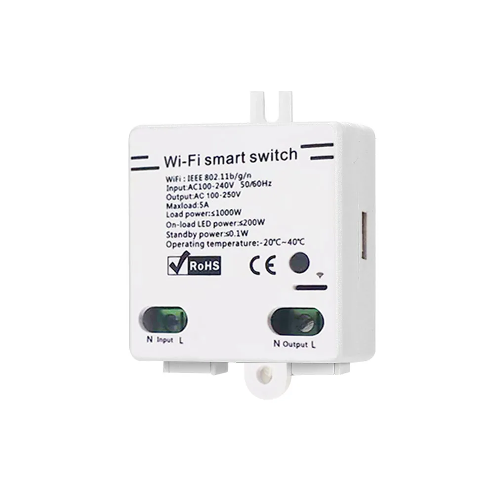 Беспроводной смарт переключатель 5А/1000 Вт с Wi Fi и таймером для приложения Android/IOS