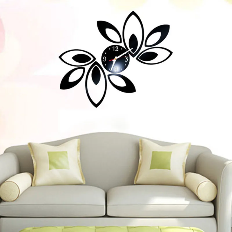 Flower Art Modern Luxury Design DIY Removable 3D Crystal Mirror Wall Clock Sticker Living Room Bedroom Decor | Дом и сад