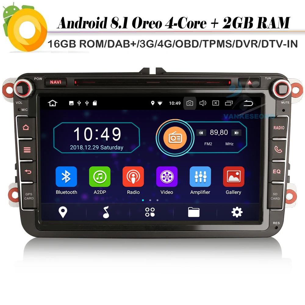 DAB + 4G WiFi GPS DVR OBD для PASSAT T5 GOLF Polo Touran TIGUAN EOS Android 8 1 Автомагнитола четырехъядерный