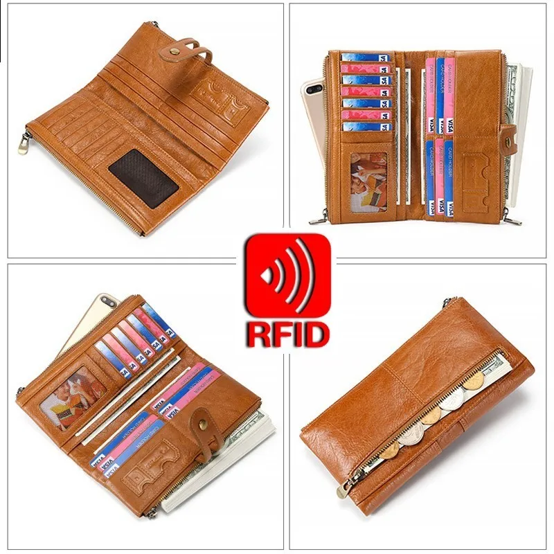 Женские кошельки Дамский клатч из натуральной кожи на молнии с держателем для