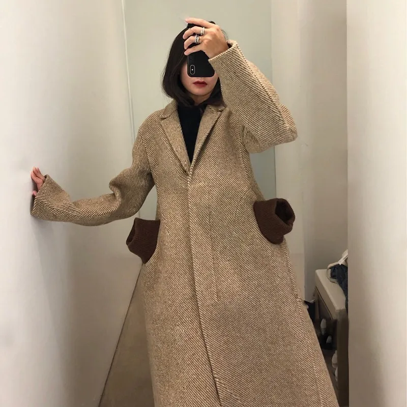 TWOTWINSTYLE осень зима Полосатое пальто женские куртки для женщин с длинным рукавом