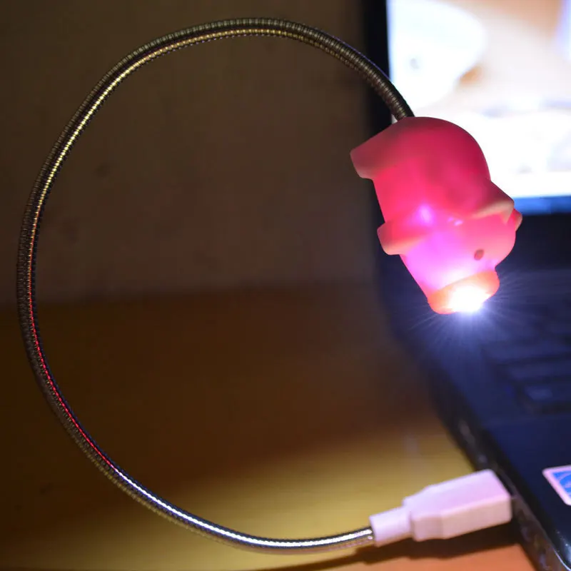 Милая розовая свинка маленький гибкий USB светодиодный светильник Powerbank PC notebook