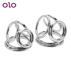 Кольца на пенис OLO из нержавеющей стали, четыре клетки на член, мужские кольца для задержки эякуляции, мужское устройство верности, секс-игрушки для мужчин