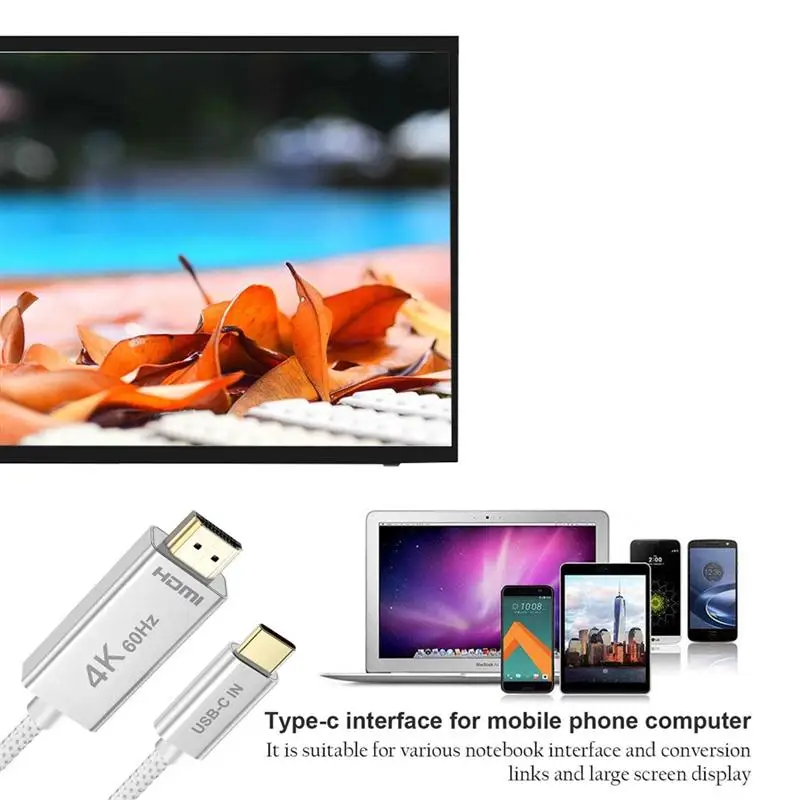 Кабель-Переходник USB C на HDMI 4K @ 60 Гц Тип usb с разъемами типа и кабель [порта Thunderbolt 3]