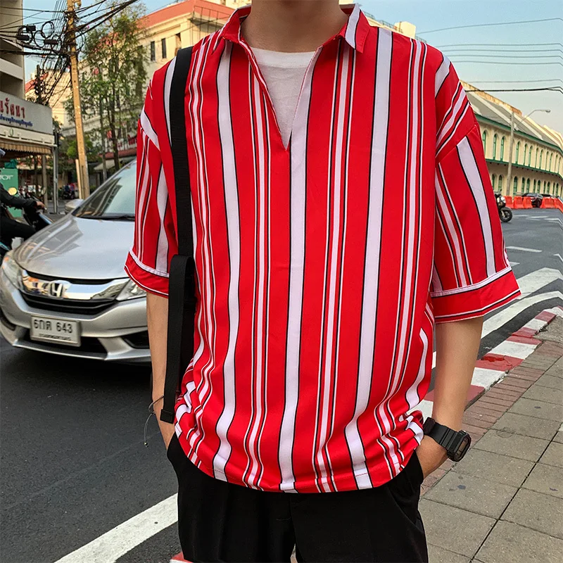 Новинка весна-лето 2019 Корейская версия тонкая Модная рубашка в полоску с