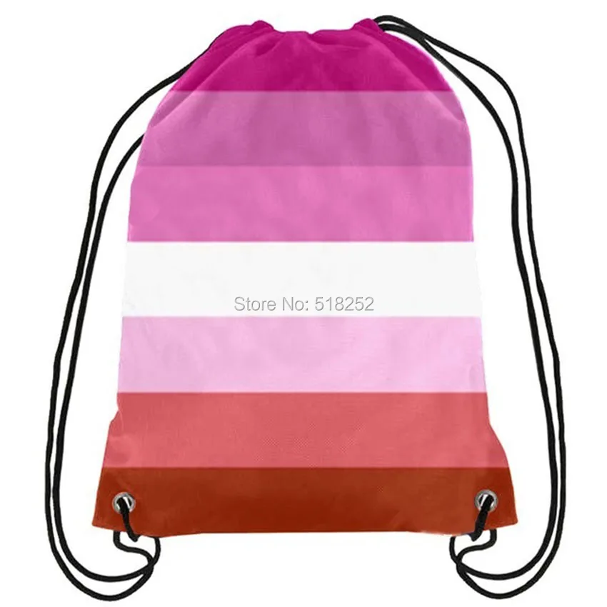 Гордость лесбиянок Drawstring Рюкзак Розовый LGBT сумка Спорт настроить 35x45 см полиэфир