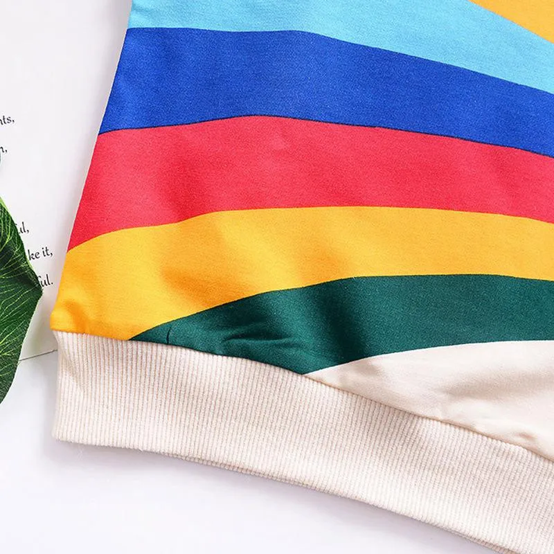 Толстовка для маленьких мальчиков и девочек детская Радужная полосатая