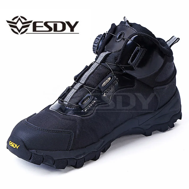 Beli Pria Outdoor Hiking Trekking Olahraga Taktis Militer Boots Musim Dingin Kulit Renda Tentara Tempur Pergelangan Kaki Datar Keselamatan Kerja Pria Sepatu