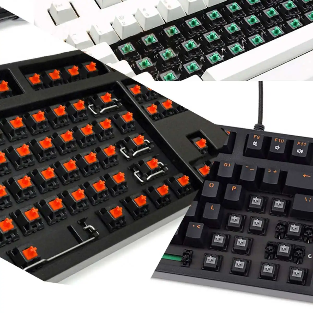 10 шт. RGB механический переключатель клавиатуры 3 Pin для Cherry MX Gateron SMD KeyCap зеленый