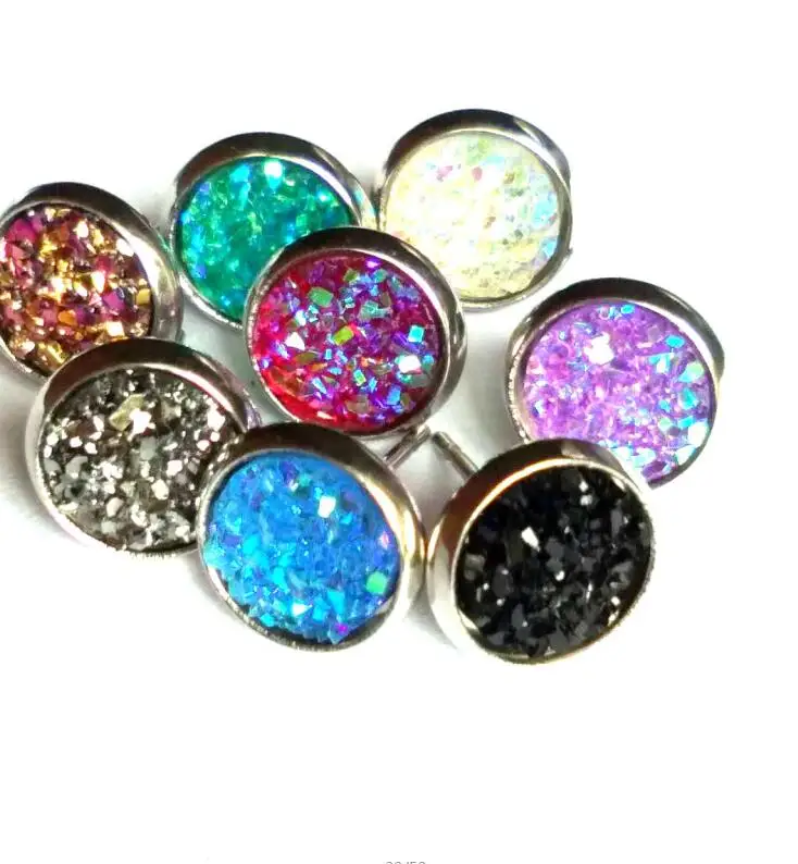 50 пар/лот 8 мм 12 druzy серьги-гвоздики ASOS серьги для детей подростков и девочек