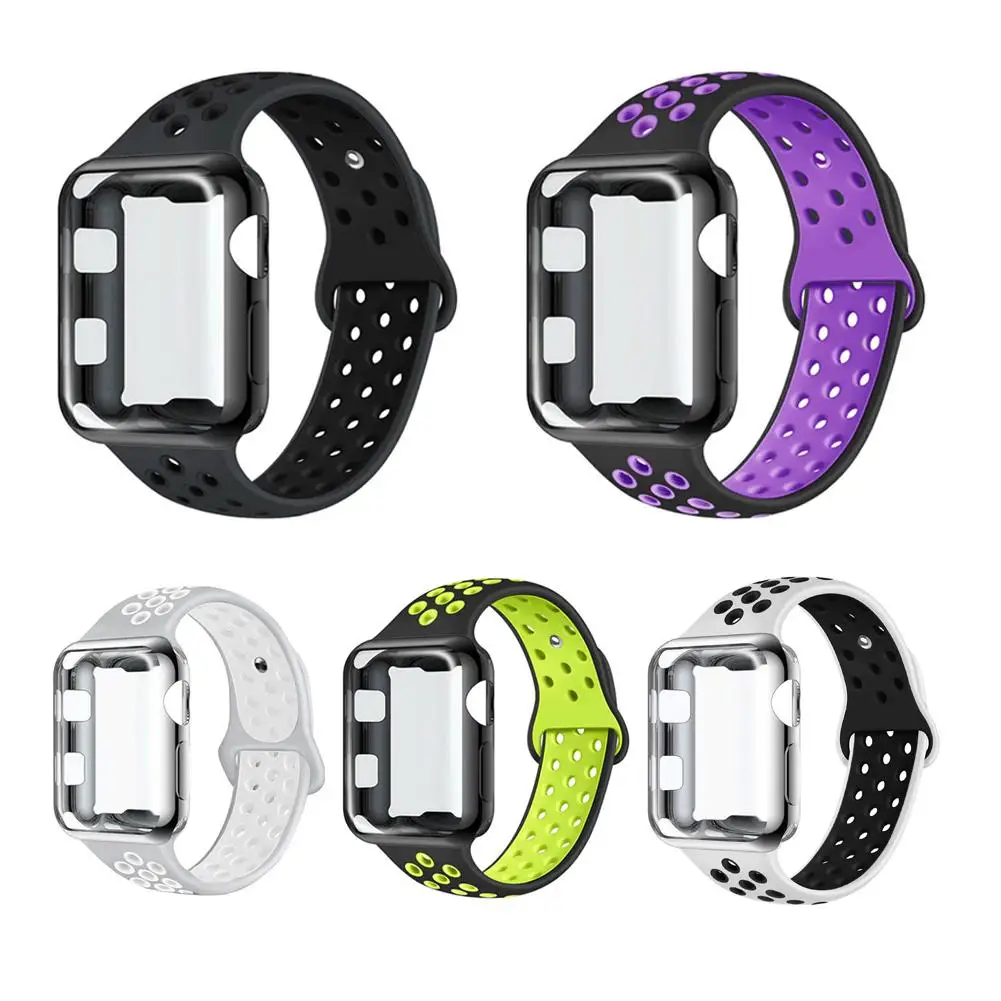 Мягкий силиконовый чехол для часов с чехлом из ТПУ IWatch 4 3 2 1 Apple Watch ремешок